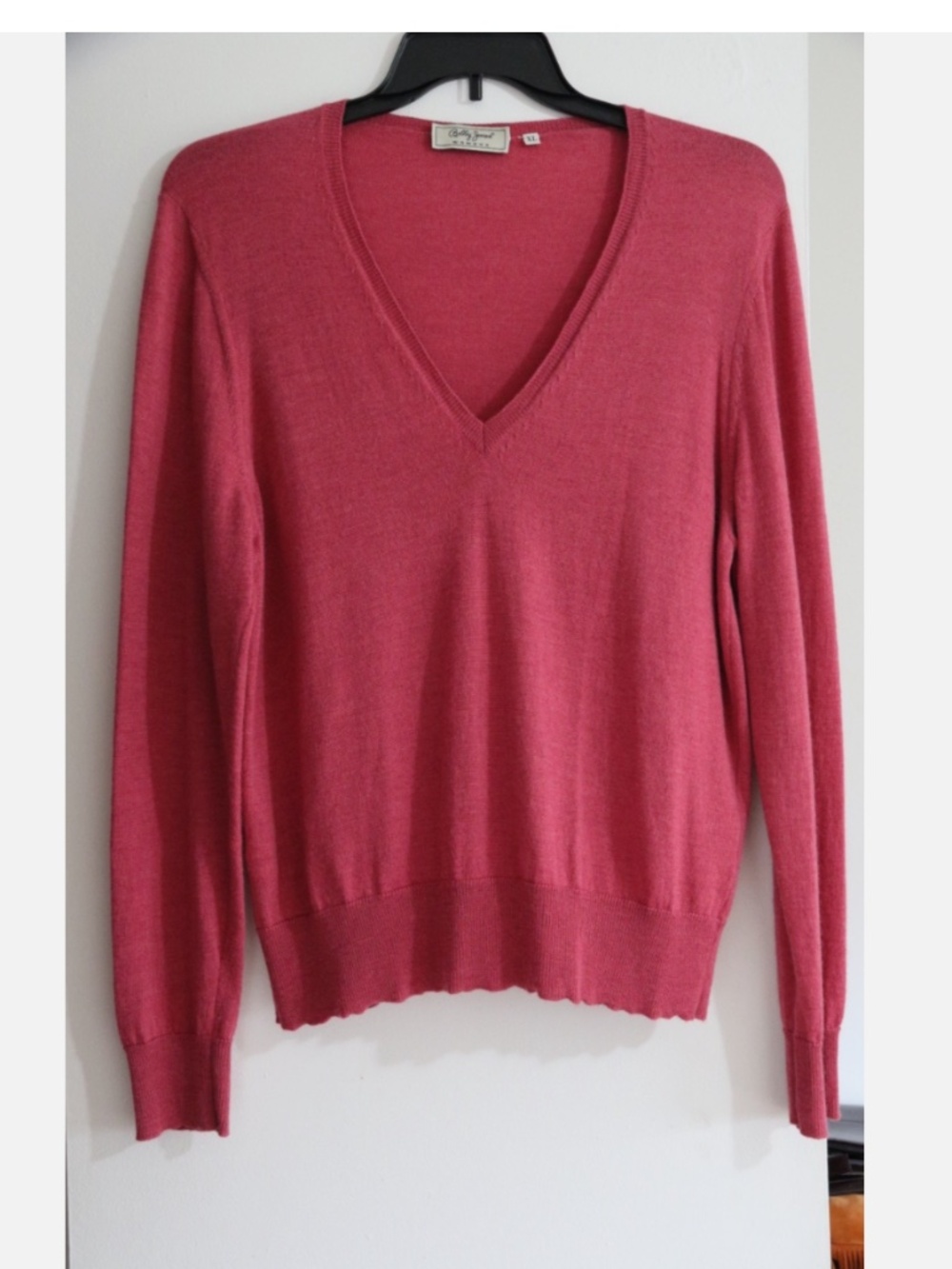 Bobby Jones Women`s Pullover Sweater XL V-Neck 100% Merino Wool Berry Vintage